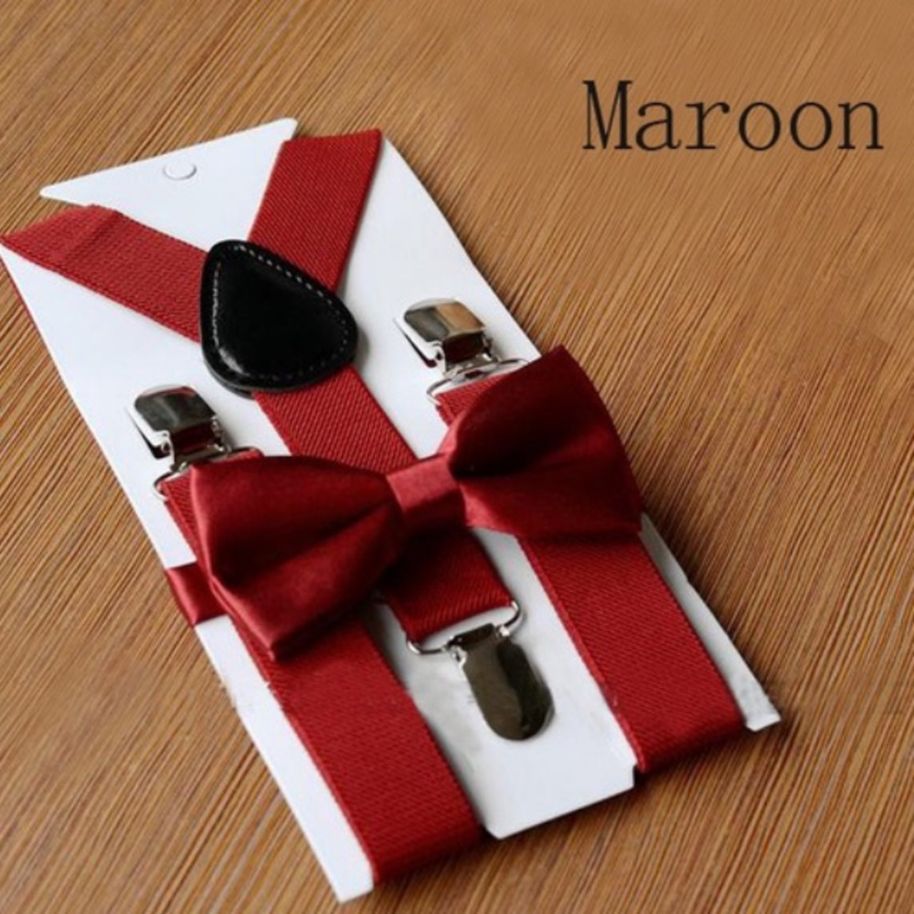- MAROON BOYS SUSPENDER & BOW TIE SET - *NEW*